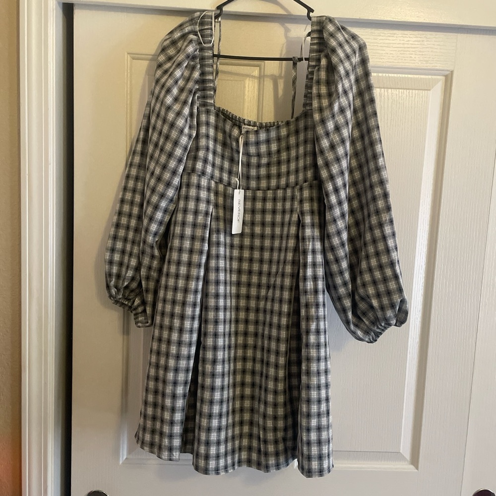 Plaid Kids Dress in Black and White